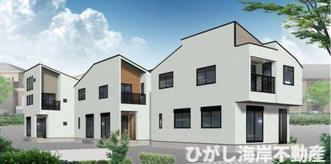 平塚市花水台　新築戸建　全4棟の外観パース|イメージパスですので実際のものと多少異なります。
