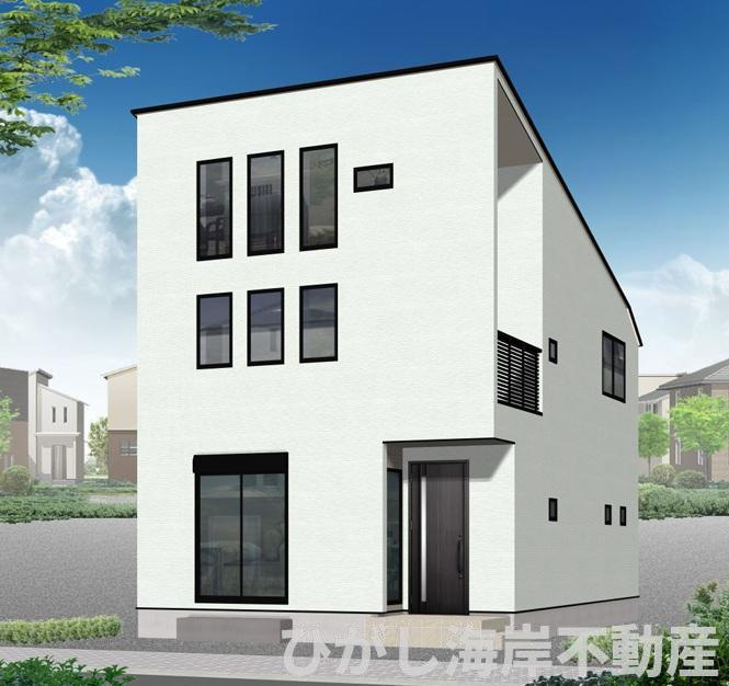 平塚市花水台　新築戸建　全4棟の外観パース|イメージパスですので実際のものと多少異なります。