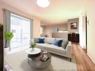 【居間・リビング】 | 【LDK　CG家具設置イメージ】
※画像に含まれる家具家電はCGで作成したイメージです。実際の物件には付帯しません。