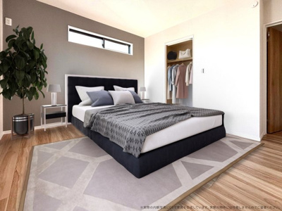 【寝室】 | 【主寝室　CG家具設置イメージ】
※画像に含まれる家具家電はCGで作成したイメージです。実際の物件には付帯しません。