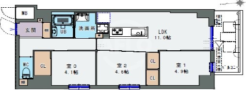 プレサンスＮＥＯ新深江リュミエル　長堂小学校の間取り|グリュックメゾン　エフシンフカエ１４　間取り