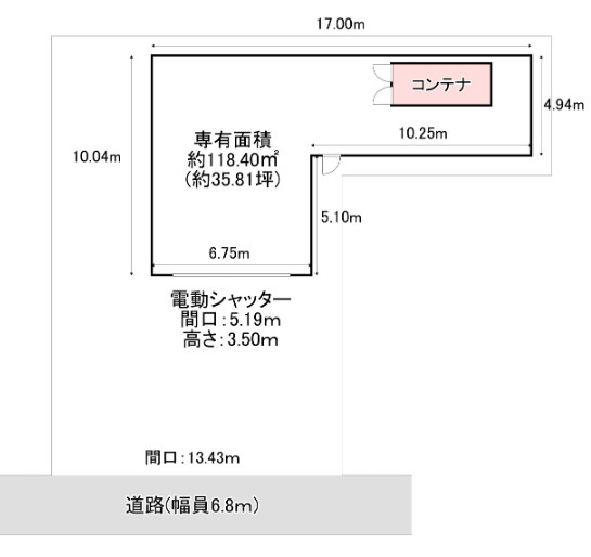 近江八幡市西生来町の倉庫の間取り