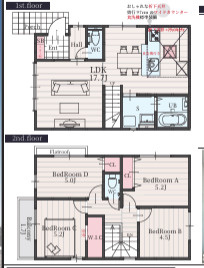 【間取り】 | 【名古屋市中川区横前町74新築戸建1号棟】✨️仲介手数料無料✨️長須賀小学校・助光中学校