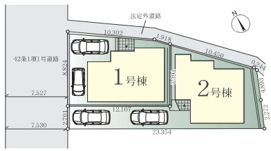 ◎茅ヶ崎市柳島2丁目　新築戸建　2号棟の区画図|2号棟です♪
