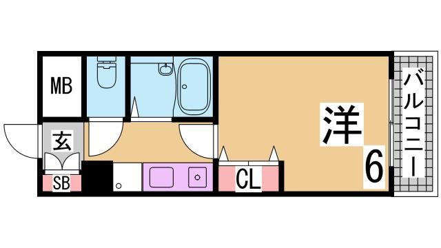 神戸市須磨区大田町２丁目の賃貸マンションの間取り