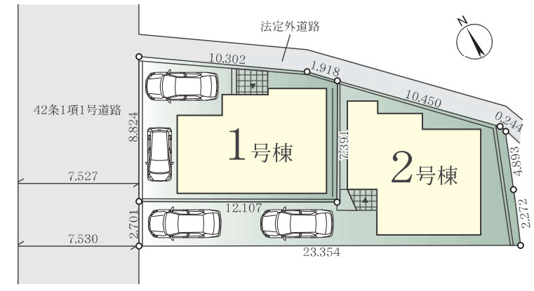 茅ヶ崎市柳島1期　新築戸建　全2棟1号棟の区画図
