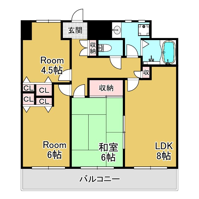 神戸市長田区六番町８丁目の賃貸マンションの間取り