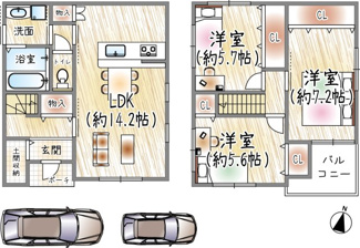 【間取り】 | 野上5丁目 | 3LDK