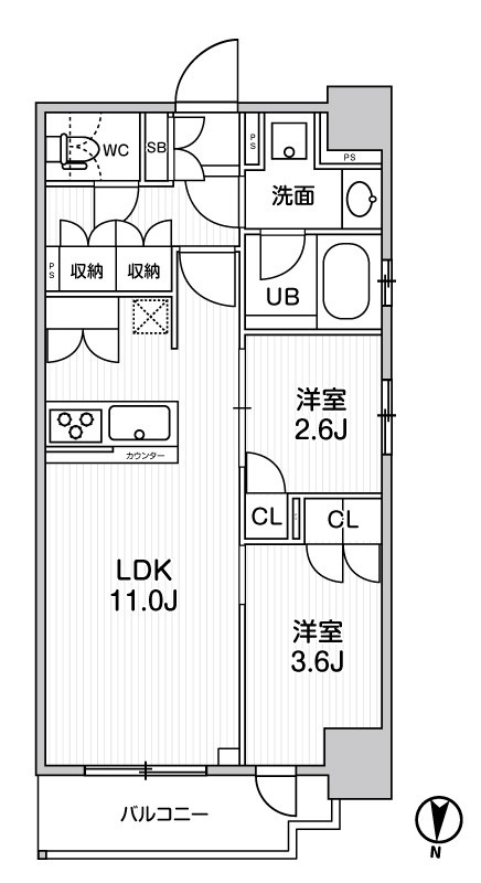 シーズンフラッツ菊川ＷＥＳＴの間取り