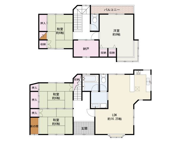 岸和田市額原町　中古戸建の間取り