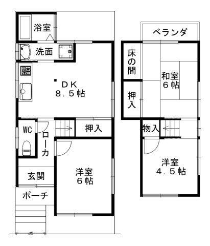神明石塚　貸家の間取り