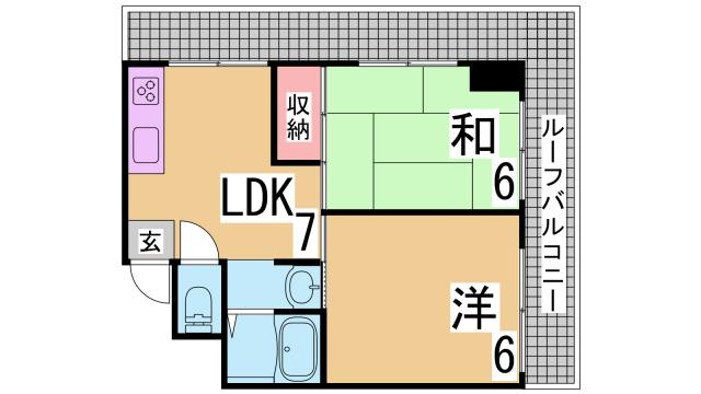 神戸市兵庫区下祇園町の賃貸マンションの間取り