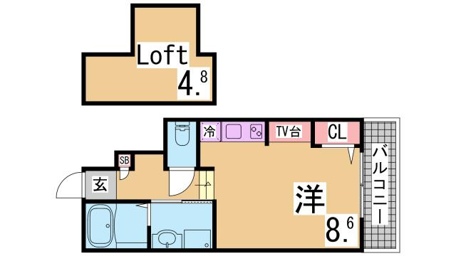 神戸市長田区大谷町３丁目のアパートの間取り