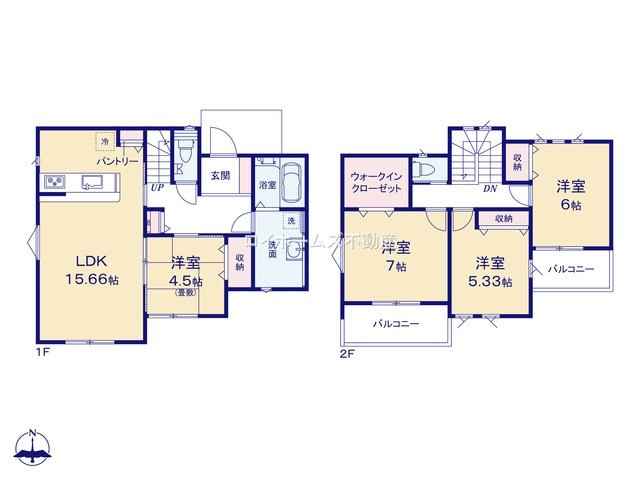 【間取り】 | 清須市西枇杷島町北二ツ杁228『仲介料無料』新築戸建て | 1号棟