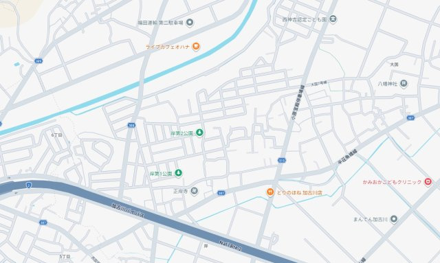 加古川市西神吉町岸　　JR「宝殿駅」徒歩18分の地図