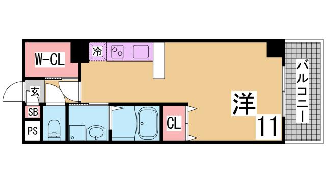 神戸市兵庫区駅南通２丁目の賃貸マンションの間取り