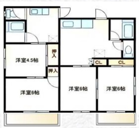 コーポハクツルの間取り|2階バルコニー有