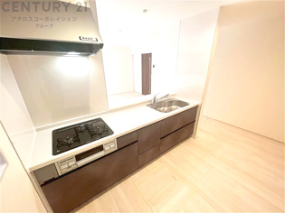 キッチン前のダイニングスペース　カウンターキッチンから料理の受け渡し等に便利です。ダイニングセットを置いても十分な広さを確保。