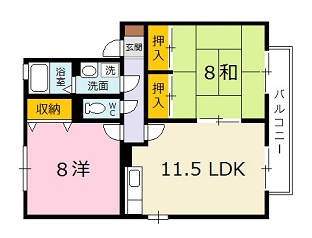 セジュール亀山　B棟の間取り