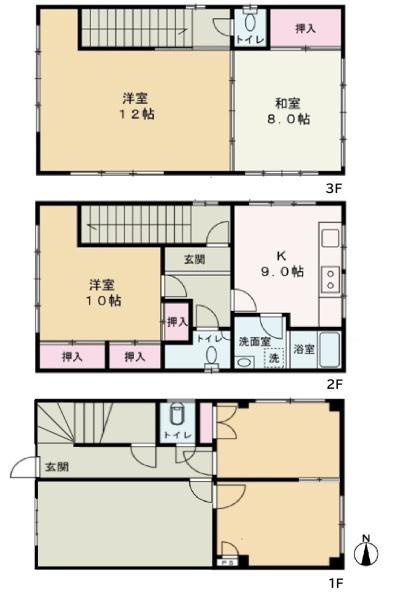 和歌山市北新中ノ丁の中古一戸建の間取り