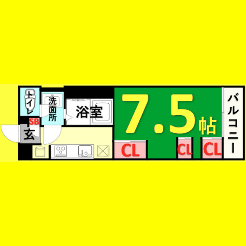 リブリ・浄心A　名古屋市賃貸　仲介手数料無料の間取り