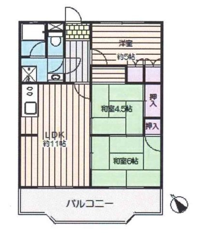 【間取り】 | ライフコア東林間 | 3LDKは、リビングダイニングキッチンと3つの居室がある間取り。ファミリー層に非常に人気の高い間取りで、広々としたリビングで家族団らんを楽しみ、個室でプライベートな時間も確保できるのが大きな魅力です。
