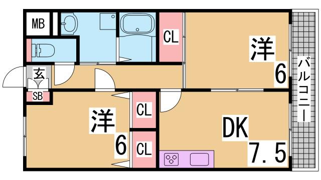 神戸市長田区浜添通２丁目の賃貸マンションの間取り
