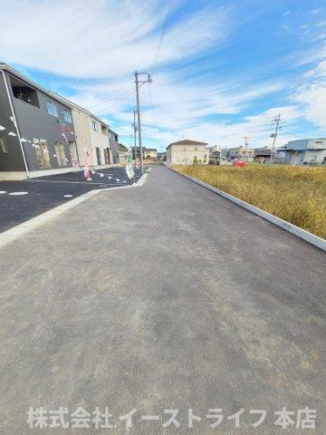 【新築戸建】　いわき市四倉町上仁井田第15の前面道路含む現地写真|法42条1項5号道路（持分道路）ご参照ください。