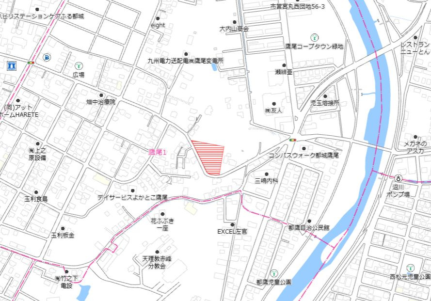 都城市鷹尾１丁目の売地の土地図