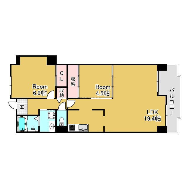 神戸市兵庫区西出町１丁目の賃貸マンションの間取り