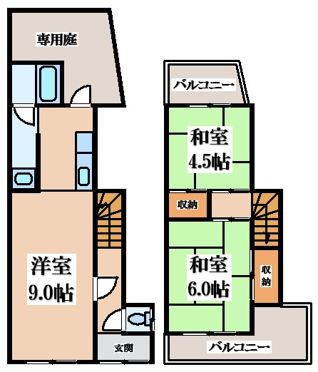 【間取り】 | 若江東町２丁目貸家