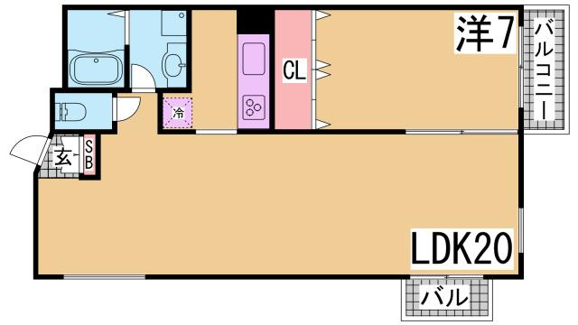 神戸市長田区水笠通３丁目の賃貸マンションの間取り