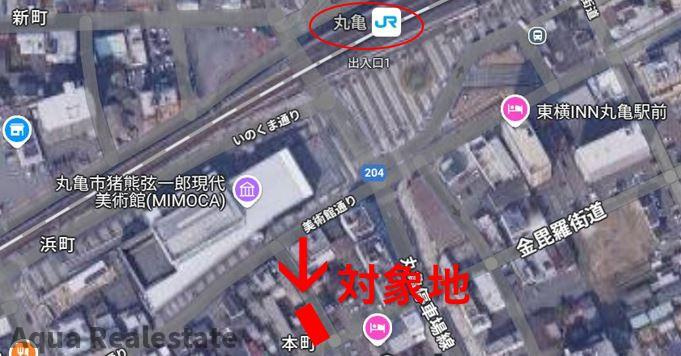丸亀市本町　塾跡の地図