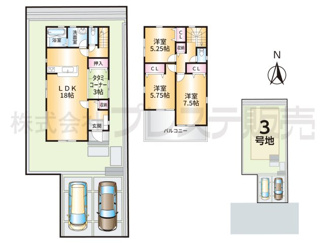 【間取り】 | 奈良市神功５丁目の新築一戸建 全３区画 | ３号地間取図