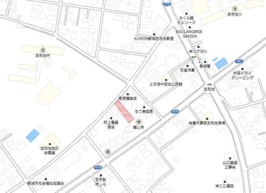 都城市上水流町の売地の土地図