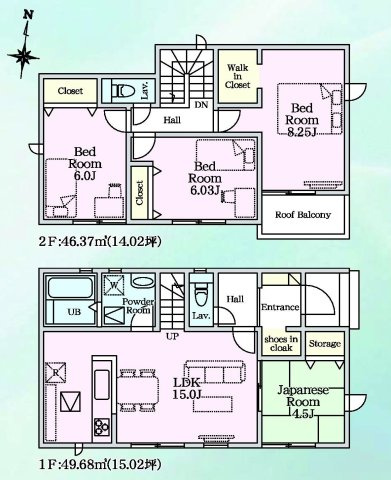 リナージュ前橋南町２丁目24-1期 　4号棟の間取り|収納充実♪全室南向きの4LDKで陽当たり良好な間取りです！
土地面積136.45㎡、建物面積96.05㎡で十分な広さです！