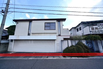 【外観パース】 | 倉敷市中島96坪の広い整形地！（解体更地渡し） | 建物を建てる場合は、30センチのセットバックを要します。
