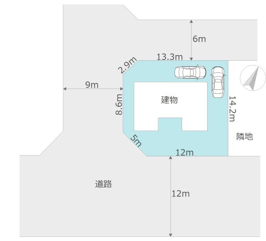 室見が丘１丁目　戸建の土地図|きれいな整形地で3方道路で囲まれていますので土地の価値も高くなります。