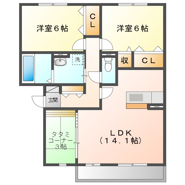 フェリス高柳　Ａの間取り