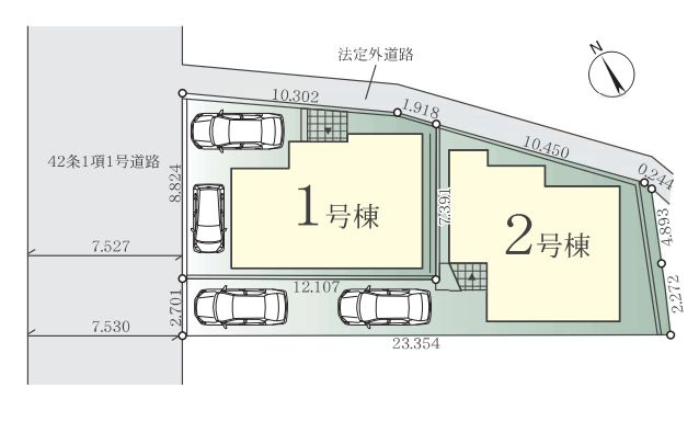 茅ヶ崎市柳島2丁目新築戸建て　1期1号棟の区画図|区画図「茅ヶ崎市柳島2丁目新築戸建て」