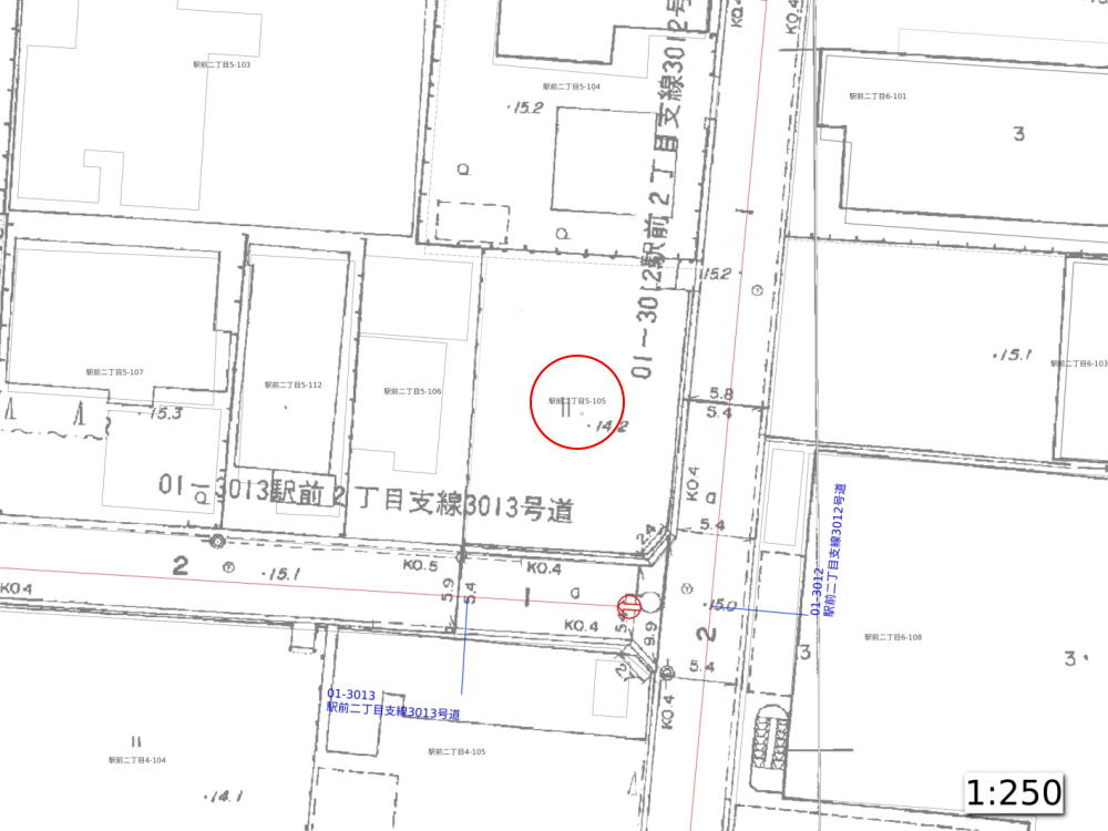 総社市駅前二丁目土地の区画図