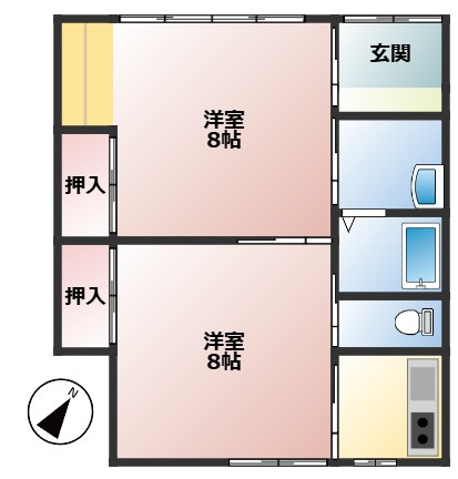 八幡町貸家Bの間取り