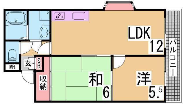 神戸市兵庫区下沢通８丁目の賃貸マンションの間取り