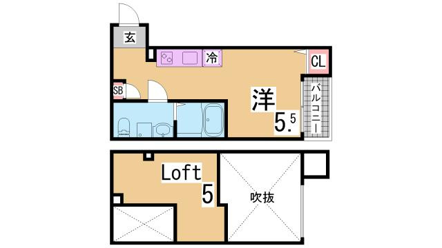 神戸市長田区前原町１丁目のアパートの間取り