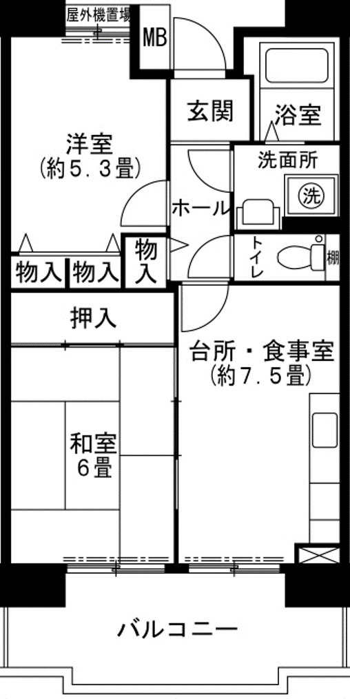 グリーンヒルズ東舞子２ＤＫの間取り