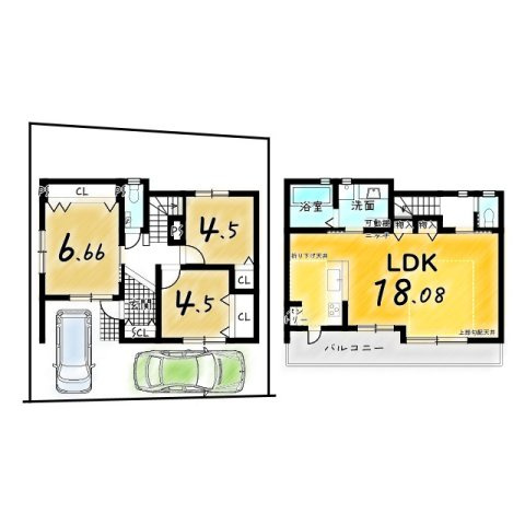 西野八幡田町の区画図|【新築参考プラン】建物価格１９９８万円、建物面積81.35m2