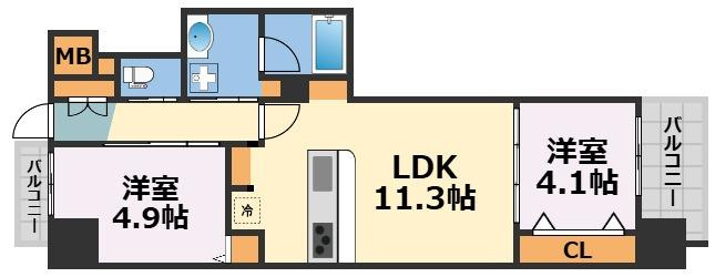 アーバネックス大阪天満宮Iの間取り