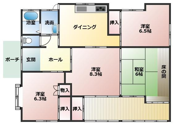 都城市平塚町の中古一戸建の間取り