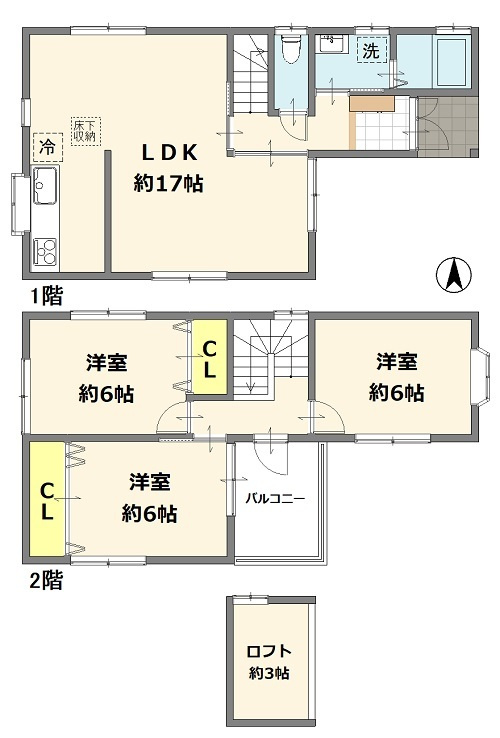 東大阪市布市町4丁目　中古戸建の間取り