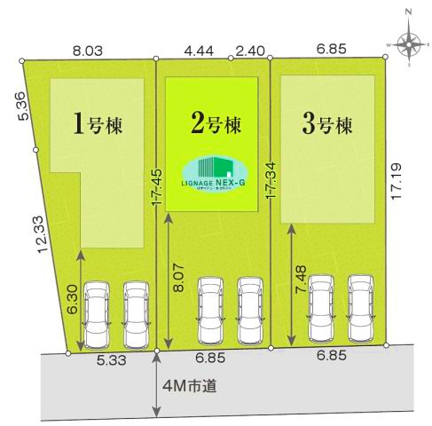 三鷹市大沢１丁目 京王線 西調布駅 新築戸建の区画図